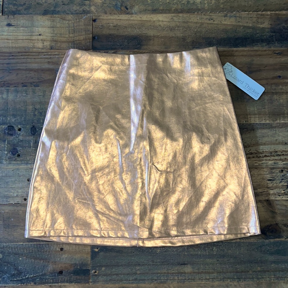 Metallic Rose Gold Mini Skirt
